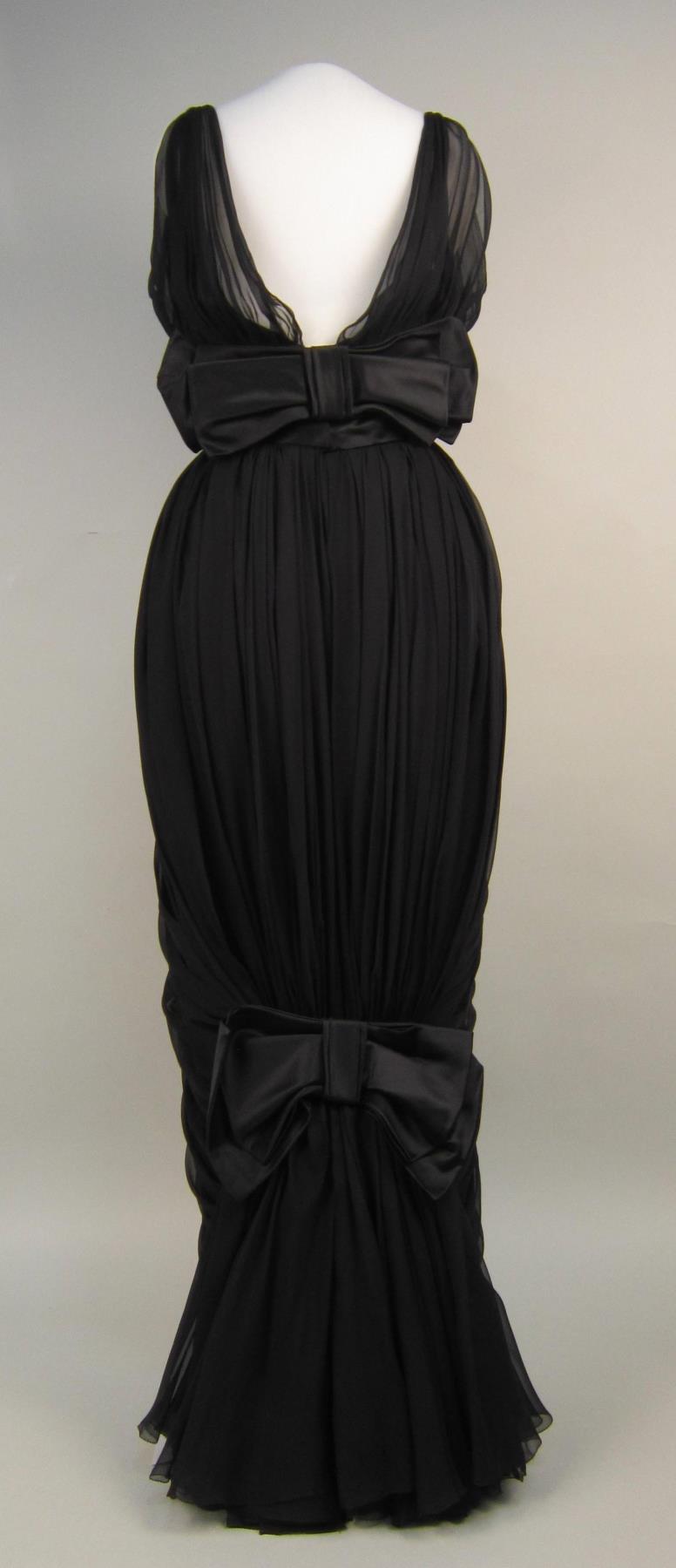 Image of Black silk chiffon and silk satin ball gown by Jean Dessès, ca. 1955